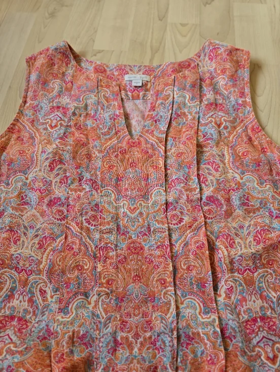 J.Jill Love Linen 100% Linen Paisley Print Dress With Pockets Size Mediun - Picture 11 of 13